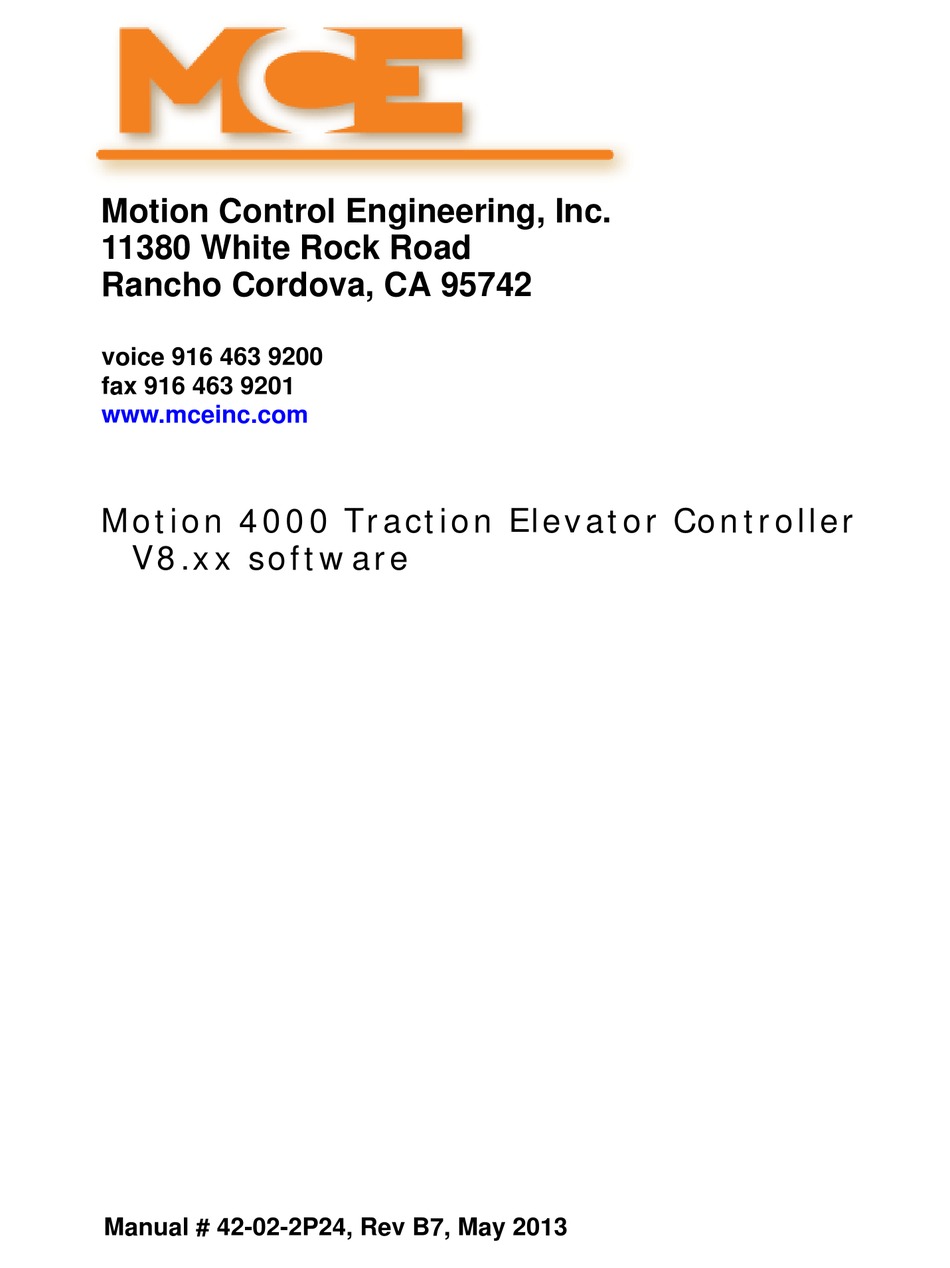 MOTION CONTROL ENGINEERING MOTION 4000 CONTROLLER MANUAL ManualsLib