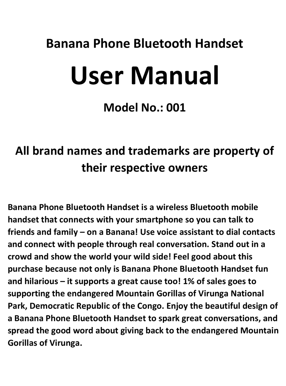 BANANA PHONE 001 USER MANUAL Pdf Download ManualsLib