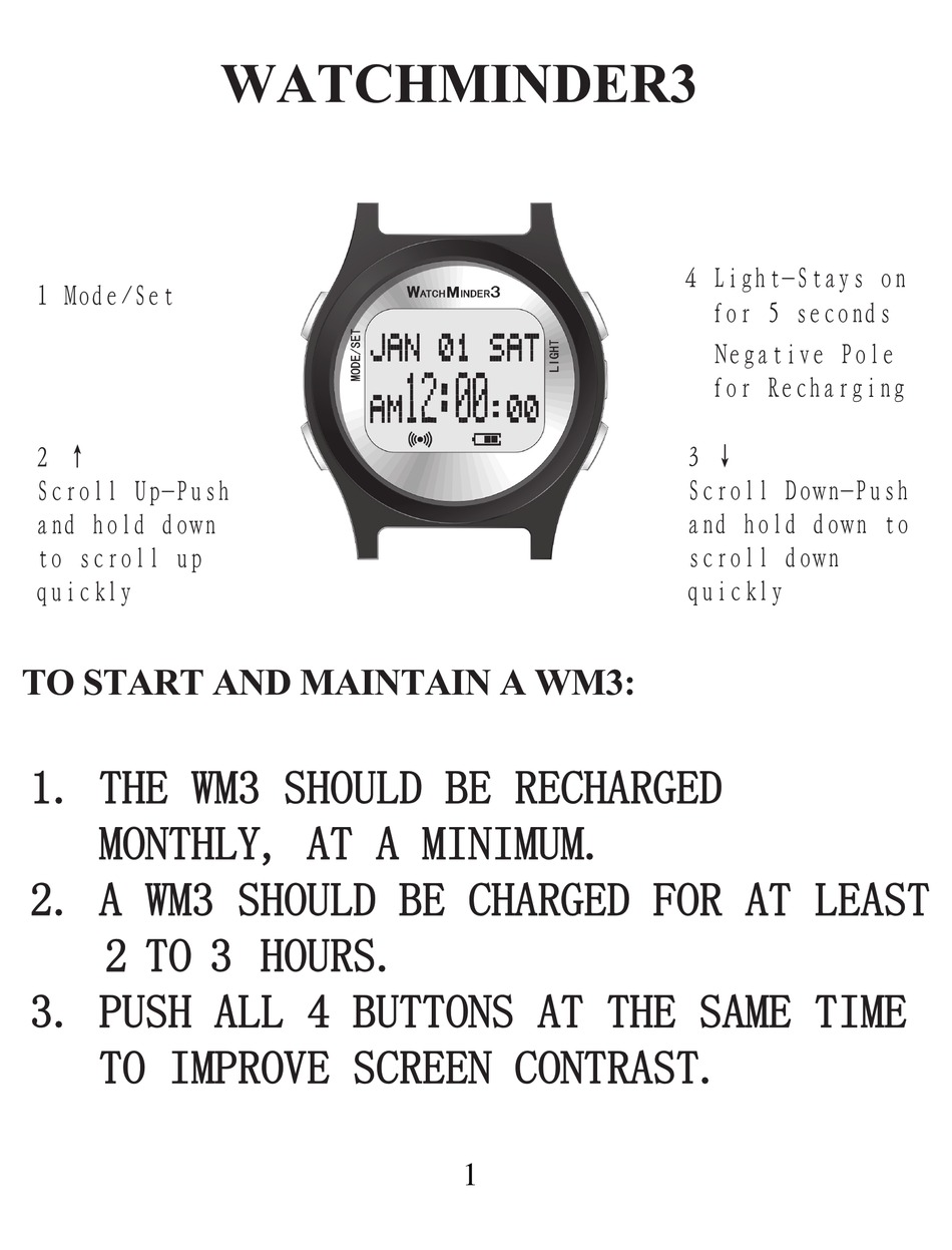 WATCHMINDER WM3 WATCH USER MANUAL ManualsLib