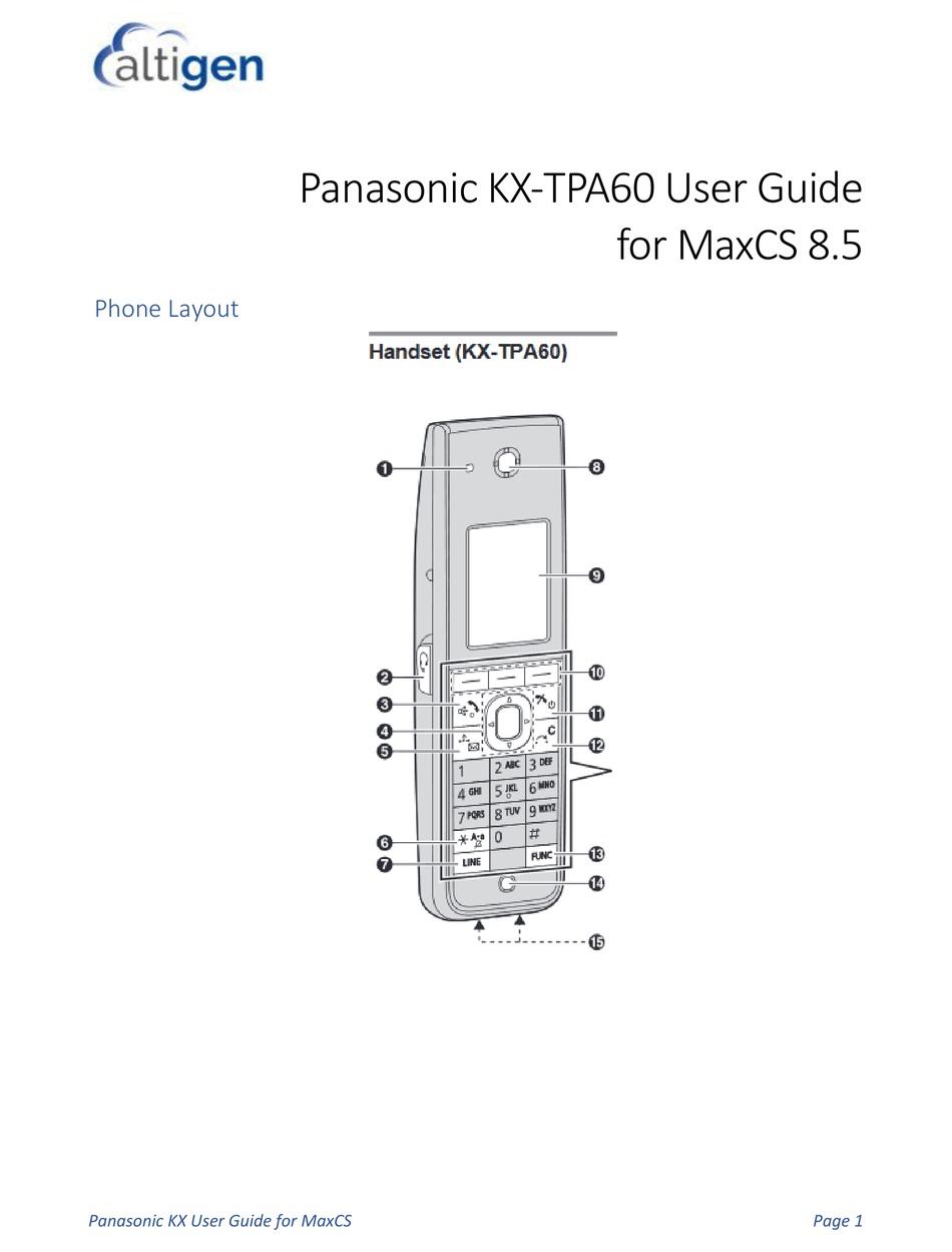 PANASONIC KXTPA60 HANDSET USER MANUAL ManualsLib