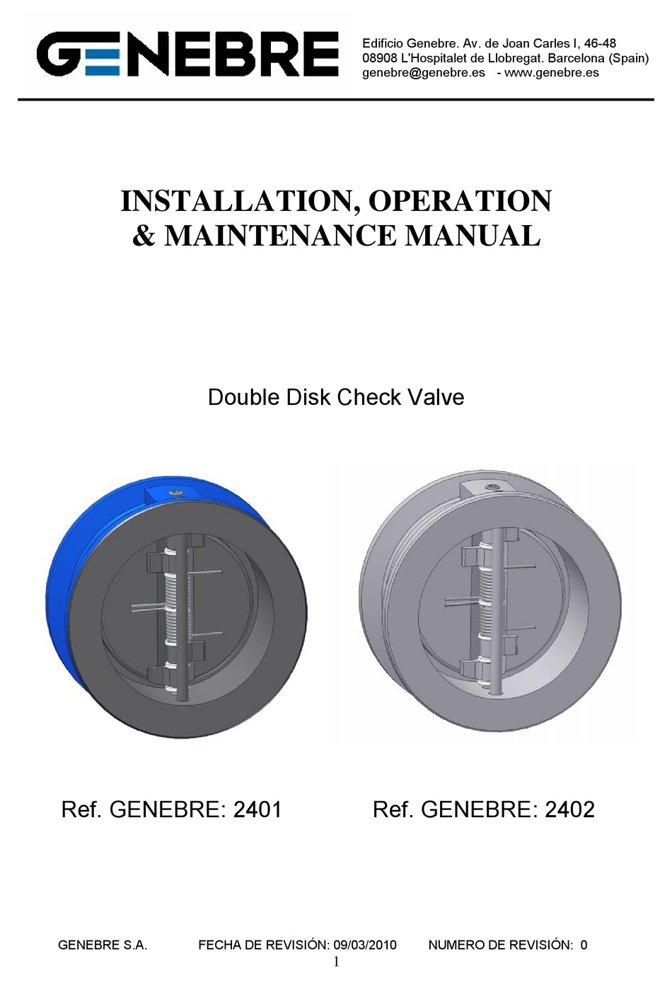 GENEBRE 2402 INSTALLATION, OPERATION & MAINTENANCE MANUAL Pdf Download ...