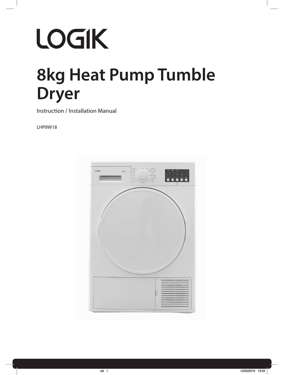 Logic Lhp8w18 Dryer Instruction Installation Manual Manualslib
