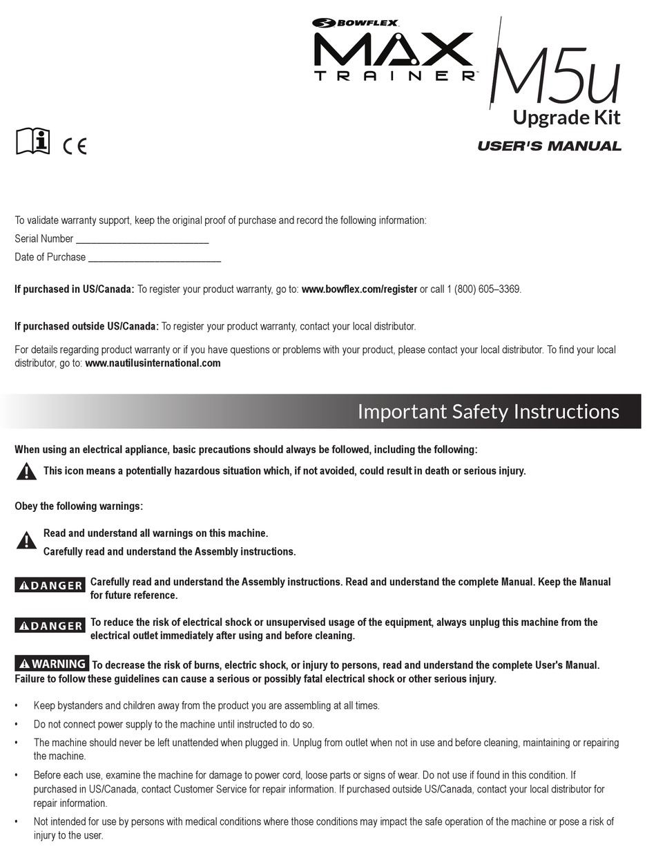 Bowflex Max Trainer M5u User Manual Pdf Download Manualslib