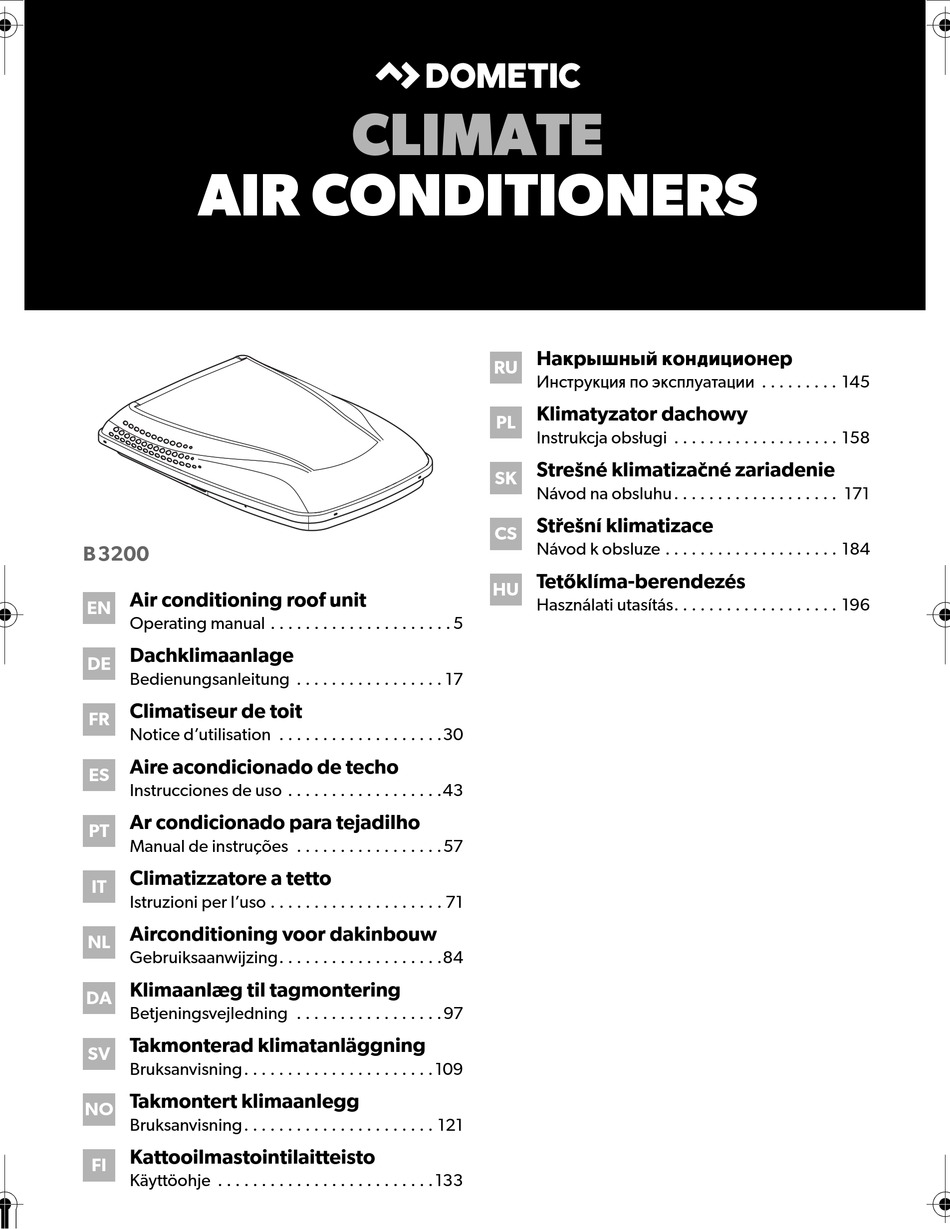 DOMETIC B3200 AIR CONDITIONER OPERATING MANUAL | ManualsLib