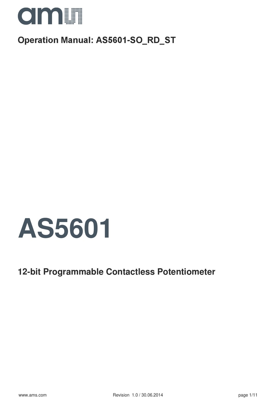 AMS AS5601 OPERATION MANUAL Pdf Download | ManualsLib