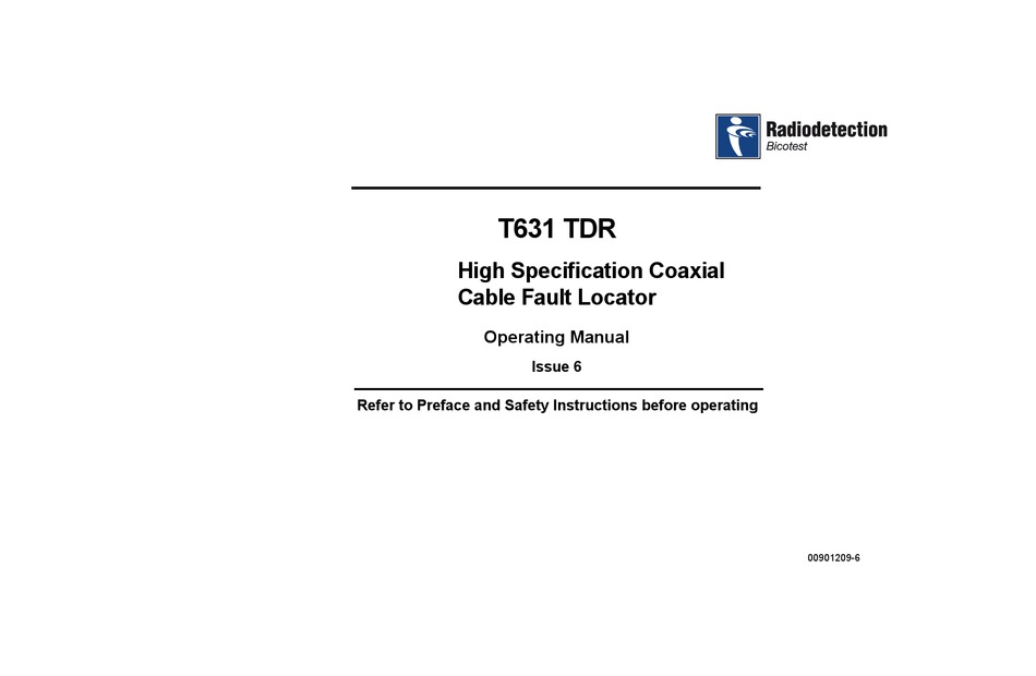 RADIODETECTION T631 TDR OPERATING MANUAL Pdf Download ManualsLib
