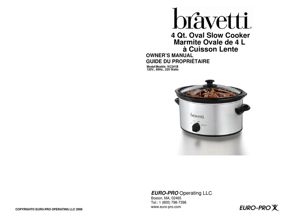 BRAVETTI Crock-Pot 4 Quart Slow Cooker - Black (KC241B).