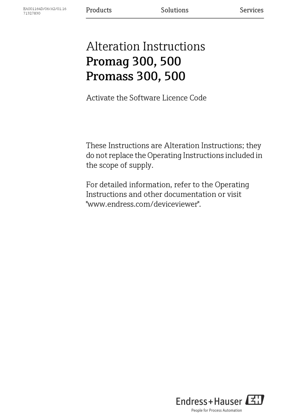 ENDRESS+HAUSER PROMAG 300 INSTRUCTIONS MANUAL Pdf Download ManualsLib