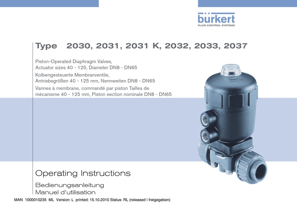 BURKERT 2030 OPERATING INSTRUCTIONS MANUAL Pdf Download ManualsLib