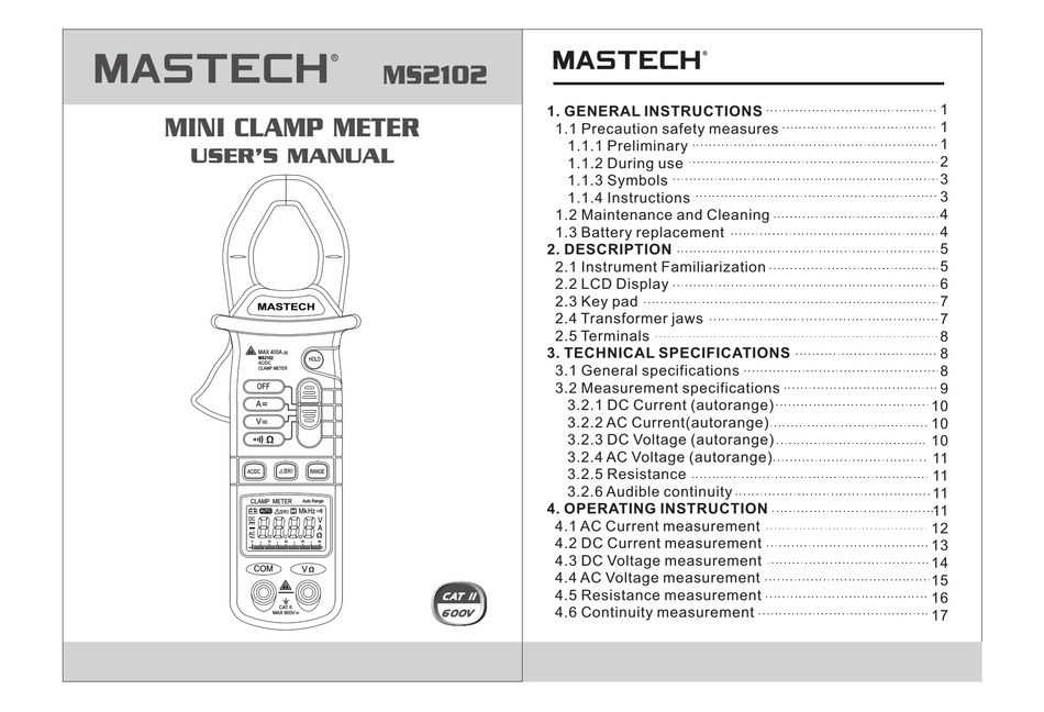 Mastech Ms2102 User Manual Pdf Download Manualslib