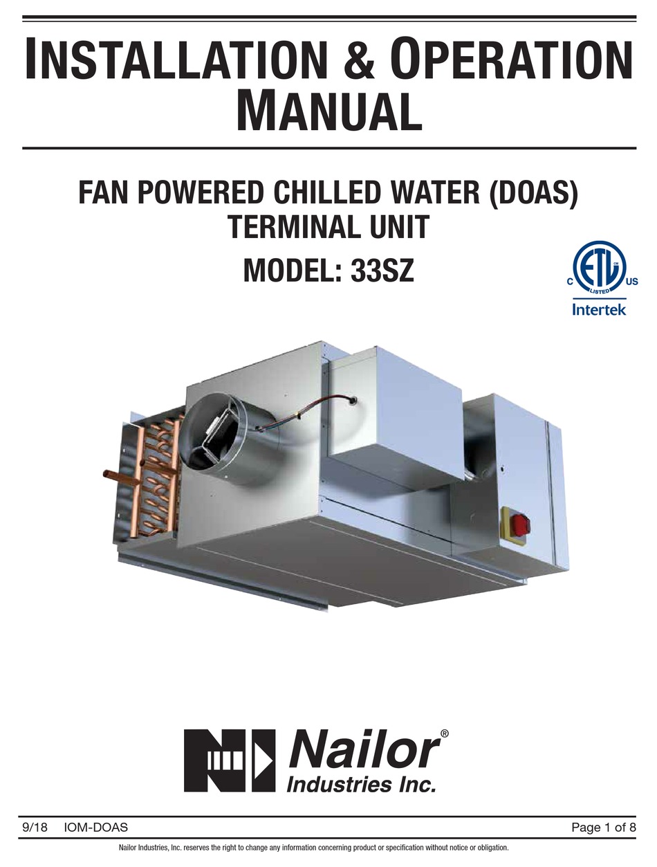 NAILOR 33SZ FAN INSTALLATION & OPERATION MANUAL ManualsLib