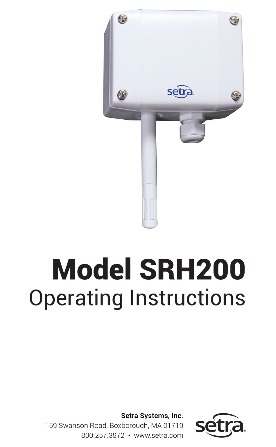 SETRA SYSTEMS SRH200 TRANSMITTER OPERATING INSTRUCTIONS MANUAL | ManualsLib