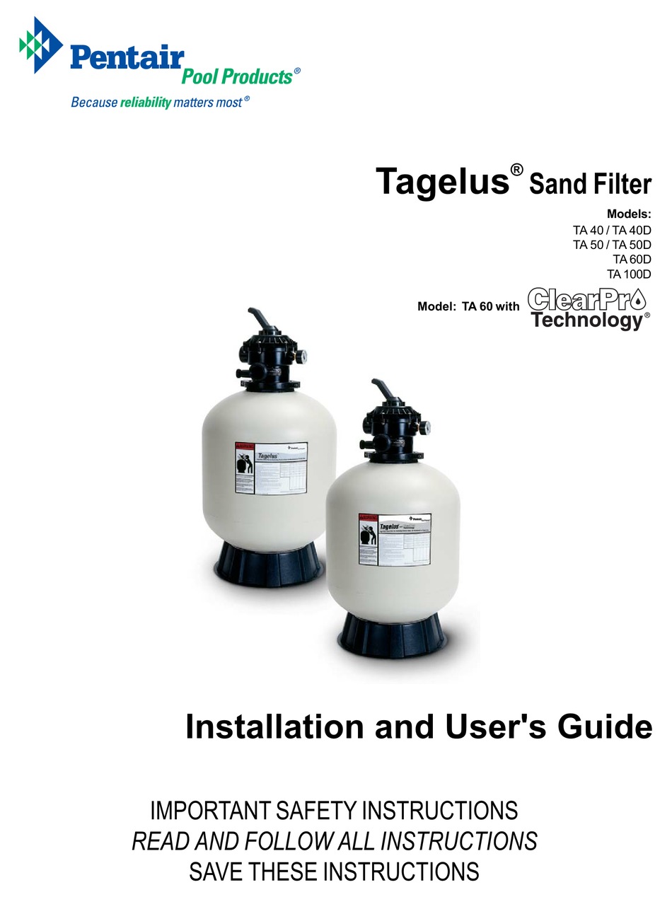 PENTAIR TAGELUS TA 40 INSTALLATION AND USER MANUAL Pdf Download