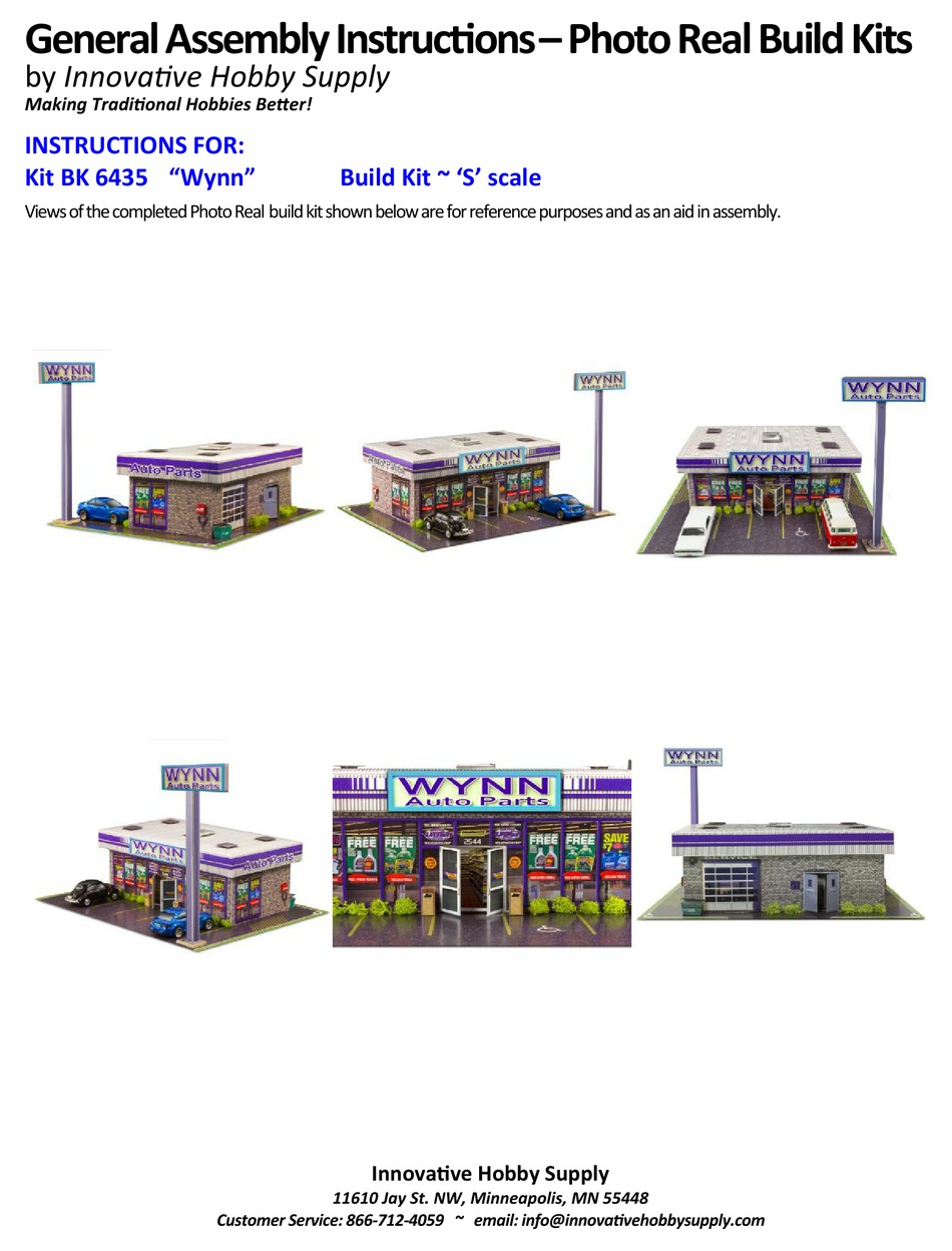 INNOVATIVE HOBBY SUPPLY WYNN BK 6435 GENERAL ASSEMBLY INSTRUCTIONS Pdf