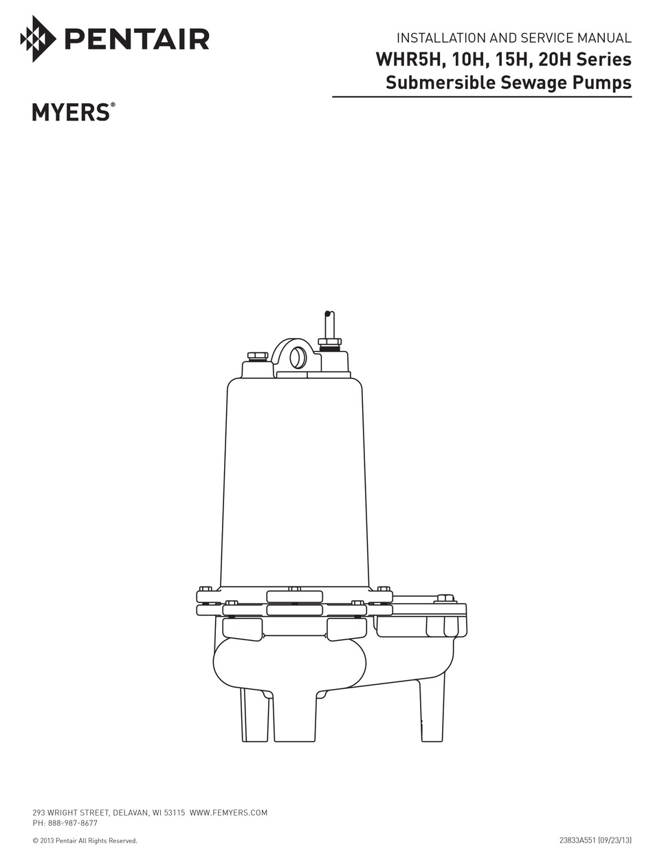 MYERS WHR5H SERIES WATER PUMP INSTALLATION AND SERVICE MANUAL ManualsLib