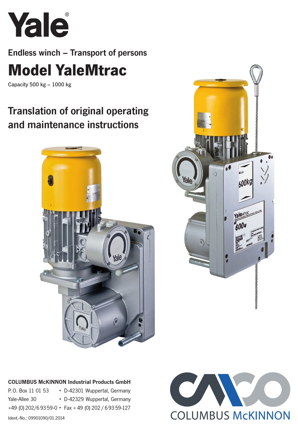COLUMBUS MCKINNON YALEMTRAC WINCH OPERATING AND MAINTENANCE