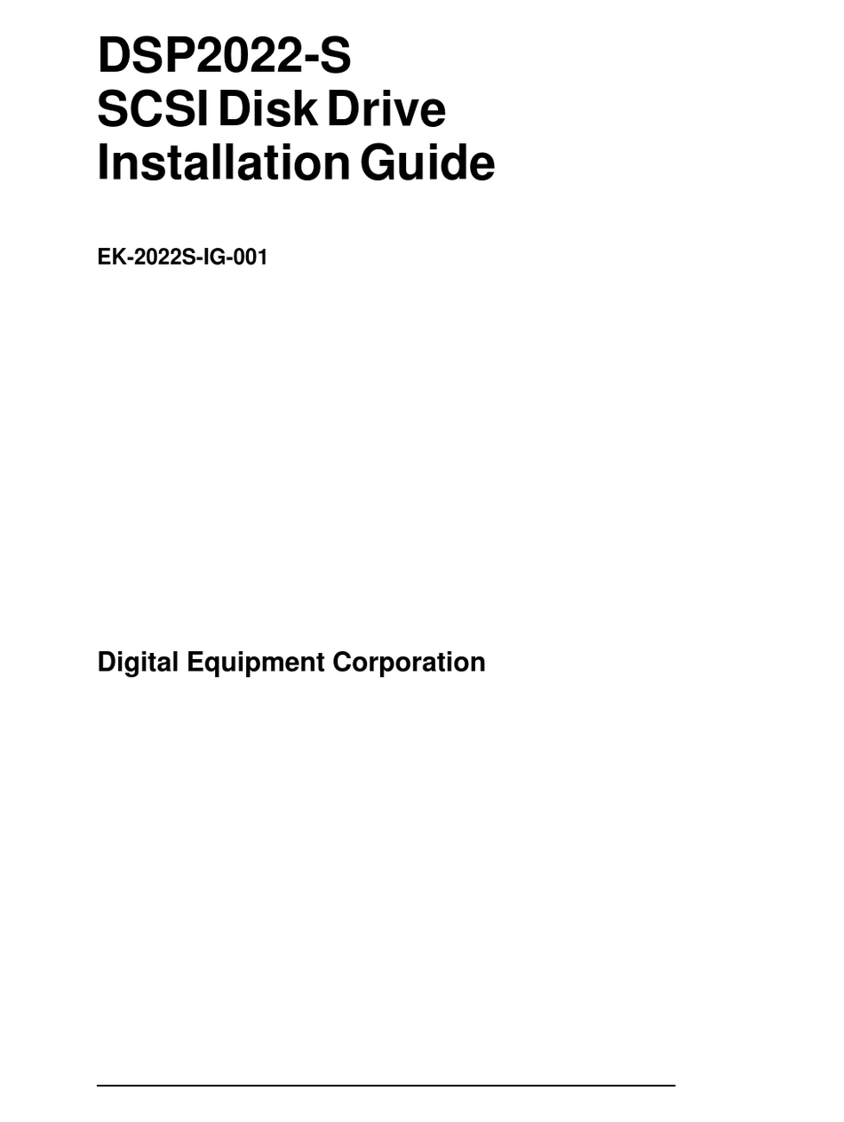 DIGITAL EQUIPMENT DSP2022S DC DRIVE INSTALLATION MANUAL ManualsLib