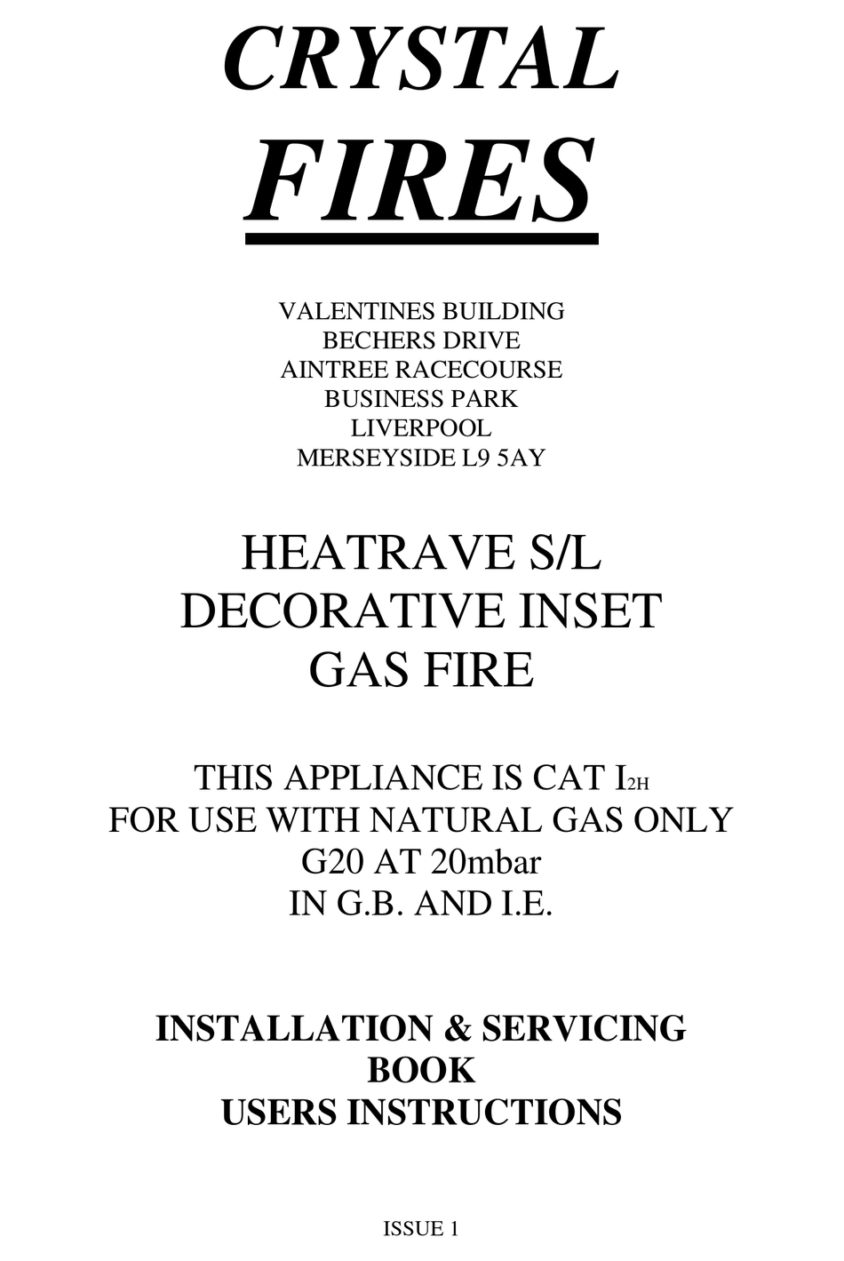 CRYSTAL FIRES HEATRAVE S/L USER INSTRUCTIONS Pdf Download ManualsLib