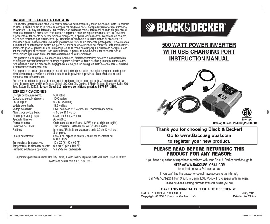 Black Decker Pi500bb Instruction Manual Pdf Download Manualslib