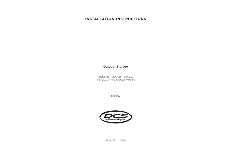 DCS TDS120 INSTALLATION INSTRUCTIONS MANUAL Pdf Download ManualsLib