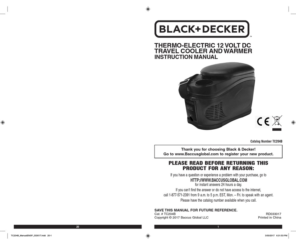 BLACK DECKER TC204B FREEZER INSTRUCTION MANUAL ManualsLib