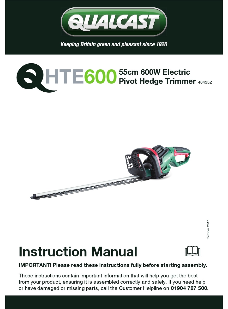 qualcast 600w 55cm 20mm pivot electric hedge trimmer
