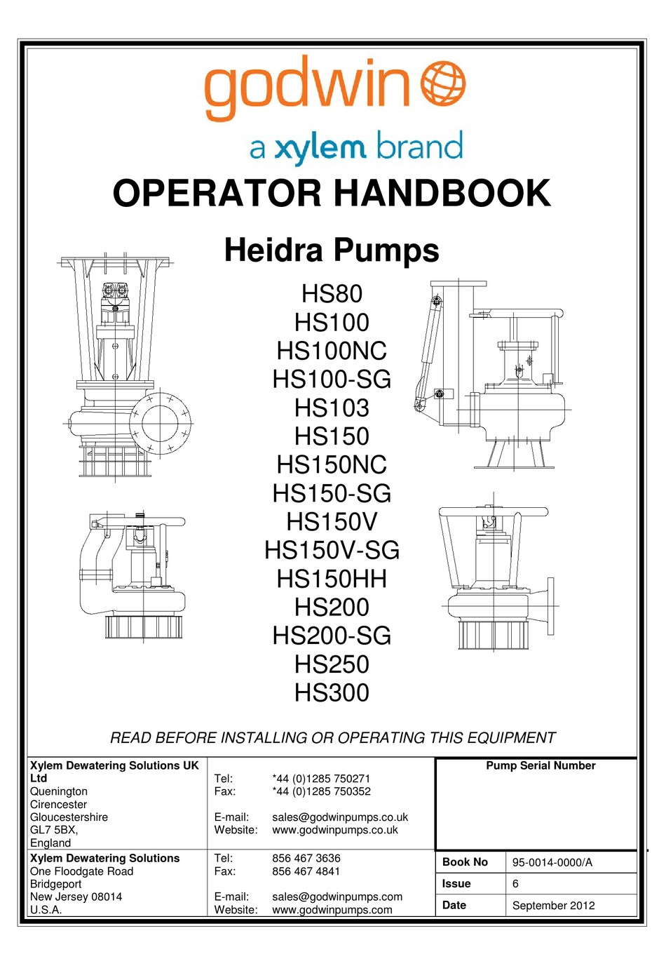 GODWIN HS80 WATER PUMP OPERATOR'S HANDBOOK MANUAL ManualsLib