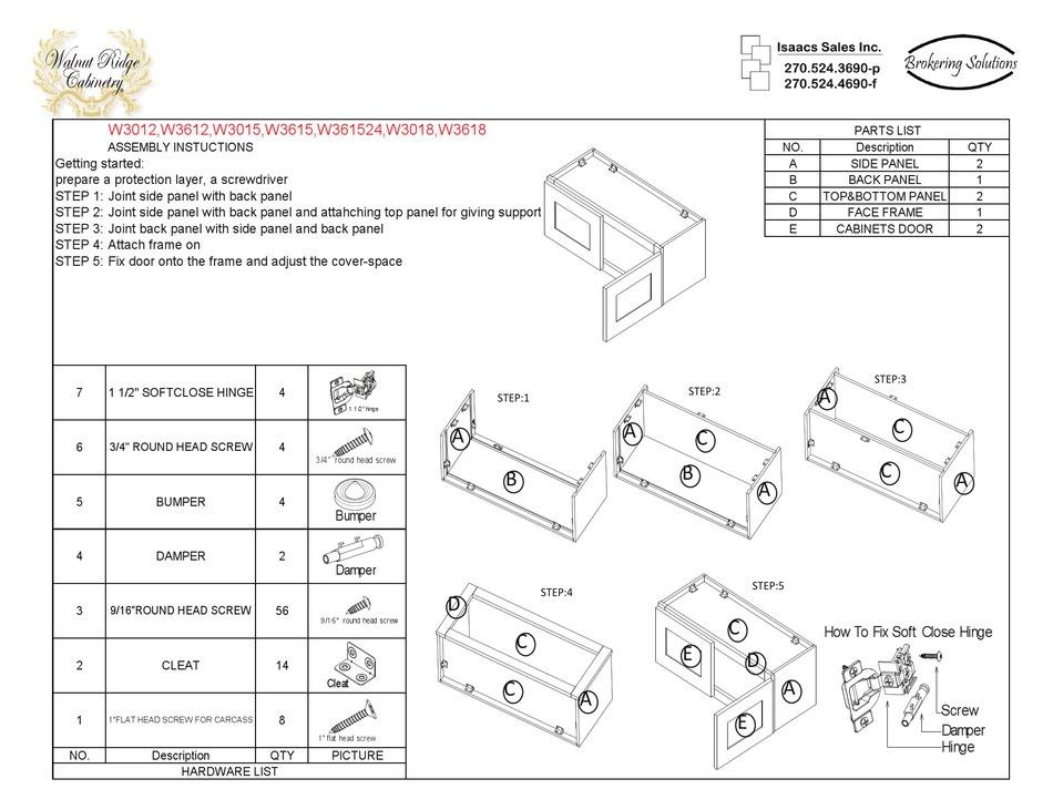 Assembly Instructions Manual Manualslib, Walnut Ridge Cabinetry Assembly Instructions