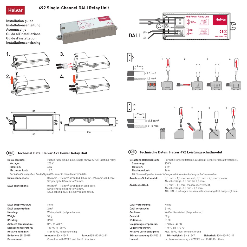 HELVAR 492 RELAY INSTALLATION MANUAL ManualsLib HELVAR 492 RELAY INSTALLATION MANUAL ManualsLib