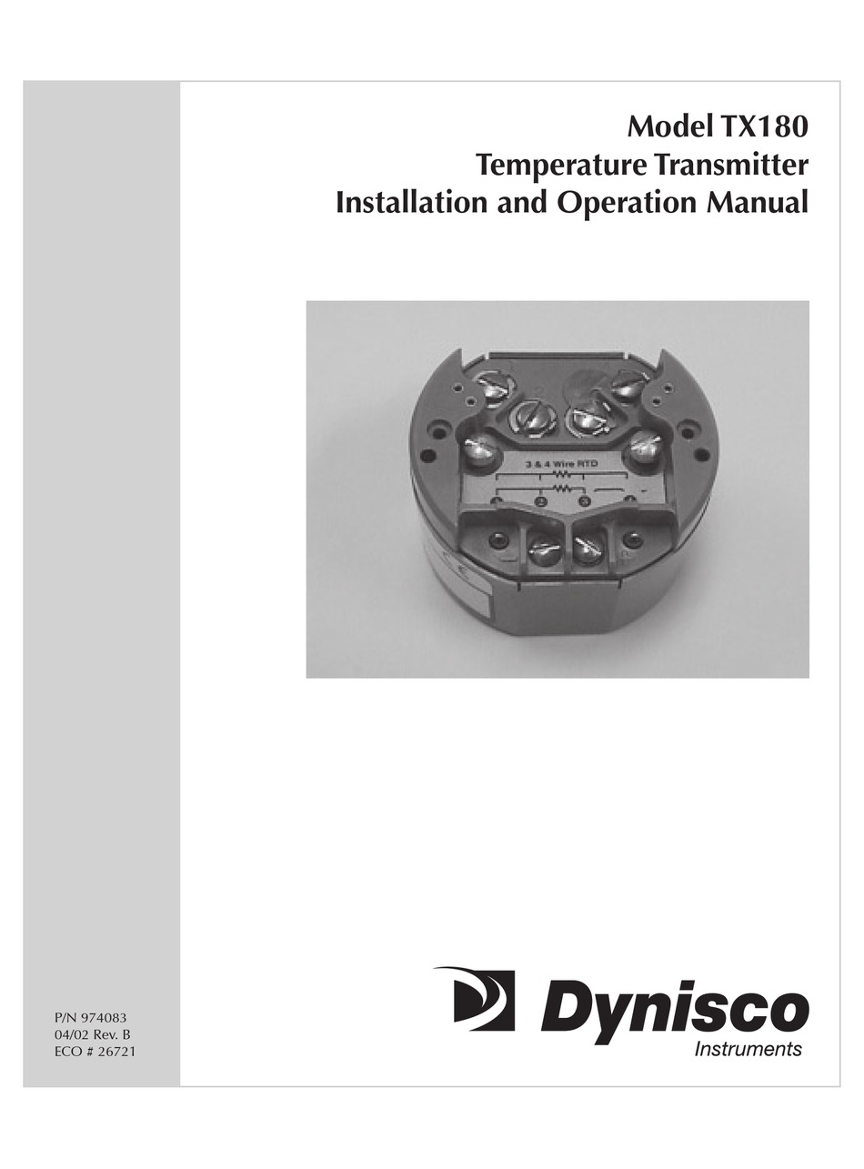 DYNISCO TX180 TRANSMITTER INSTALLATION AND OPERATION MANUAL ManualsLib