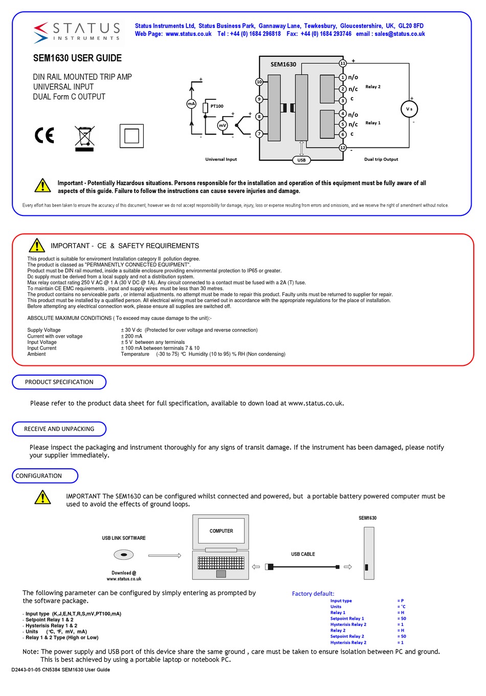 STATUS SEM1630 USER MANUAL Pdf Download | ManualsLib