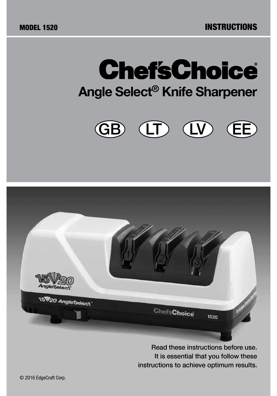 User manual Chef's Choice Angle Select CC1520 (English - 16 pages)