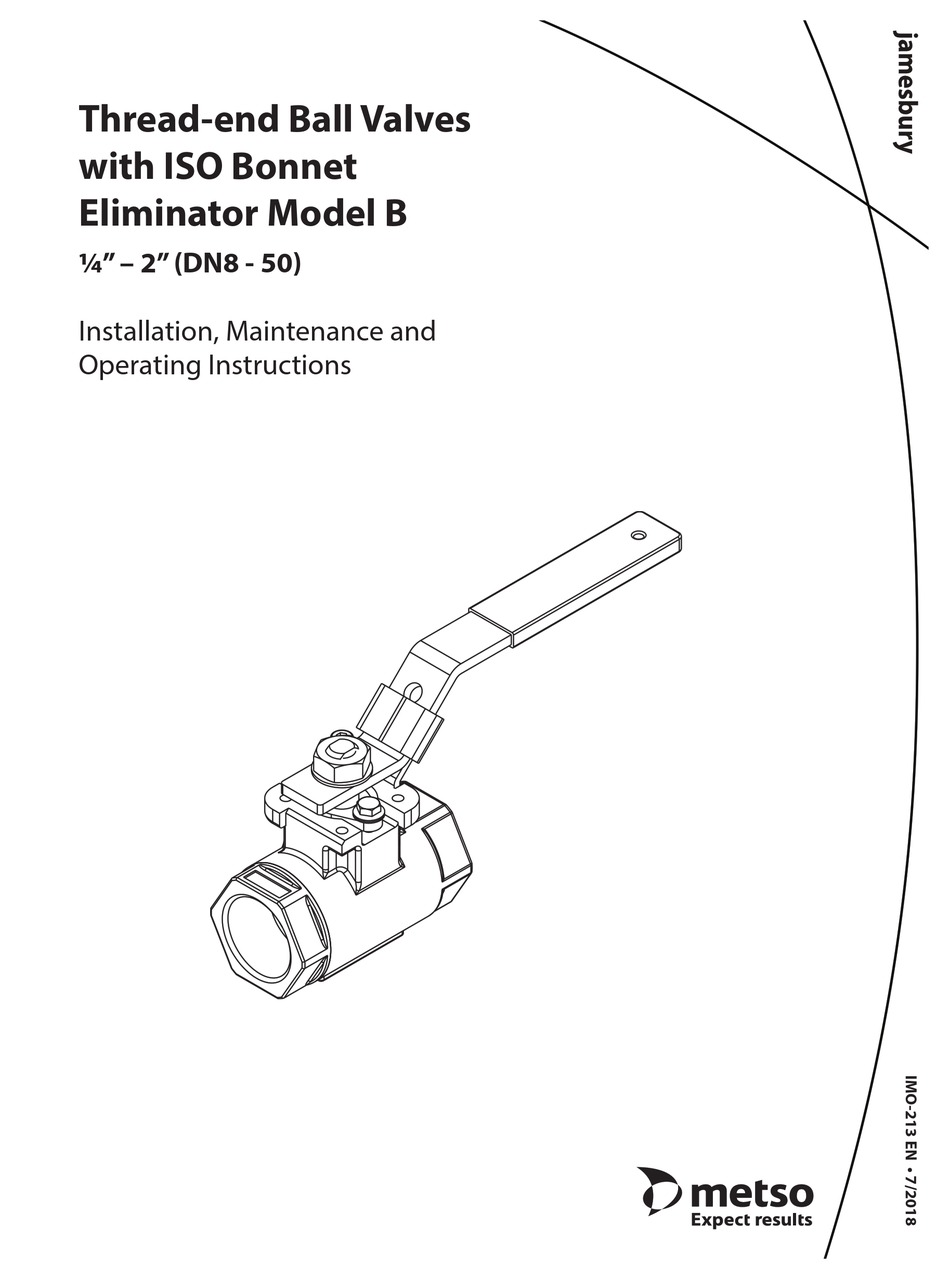 METSO JAMESBURY B INSTALLATION MAINTENANCE AND OPERATING INSTRUCTIONS