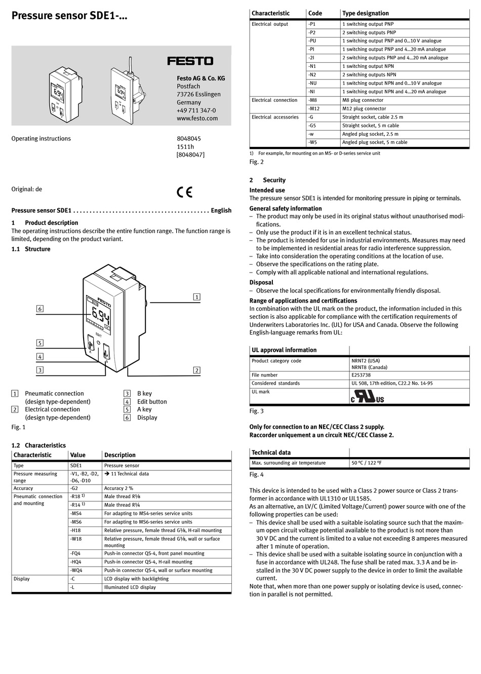 FESTO SDE1 SERIES OPERATING INSTRUCTIONS MANUAL Pdf Download ManualsLib