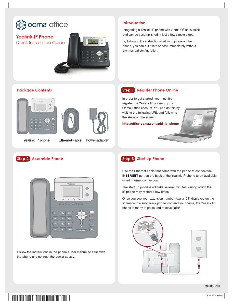 OOMA YEALINK QUICK INSTALLATION MANUAL Pdf Download | ManualsLib