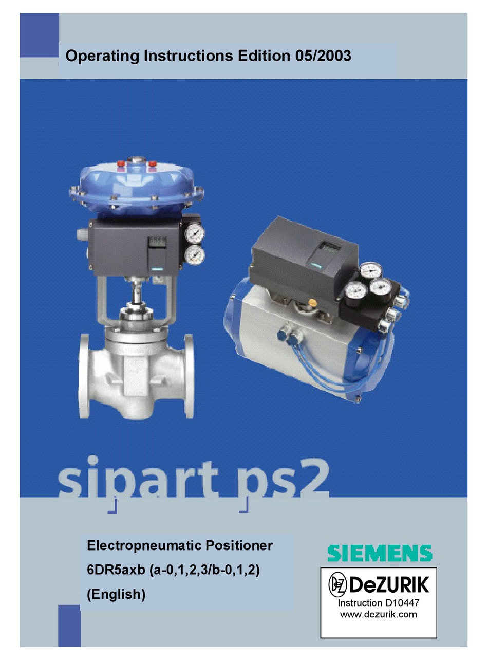 SIEMENS SIPART PS2 VALVE POSITIONER OPERATING INSTRUCTIONS MANUAL