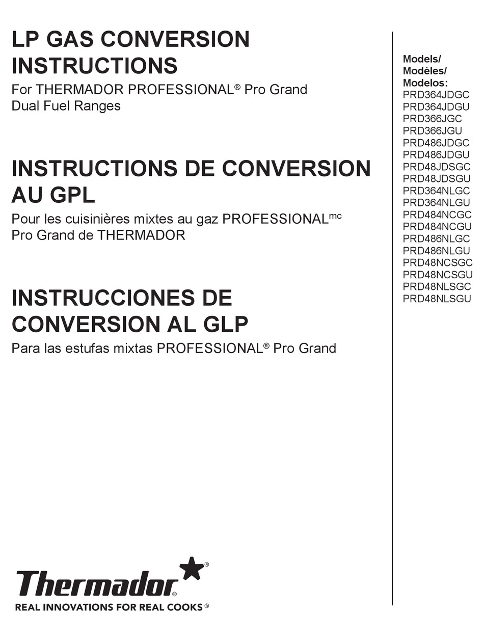 THERMADOR PROFESSIONAL PRO GRAND INSTRUCTIONS MANUAL Pdf Download
