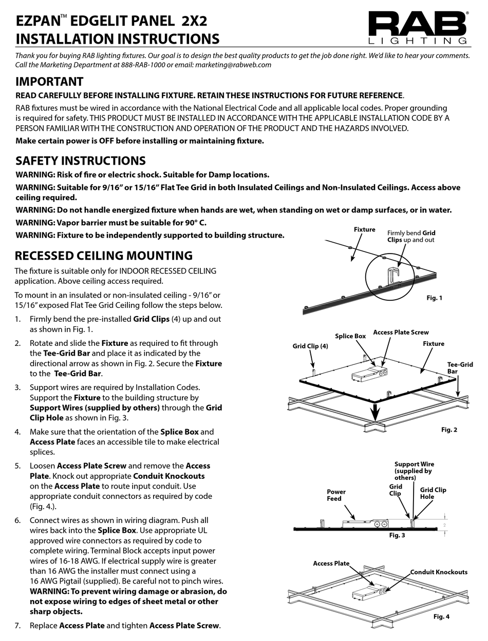 RAB LIGHTING EZPAN INSTALLATION INSTRUCTIONS Pdf Download | ManualsLib