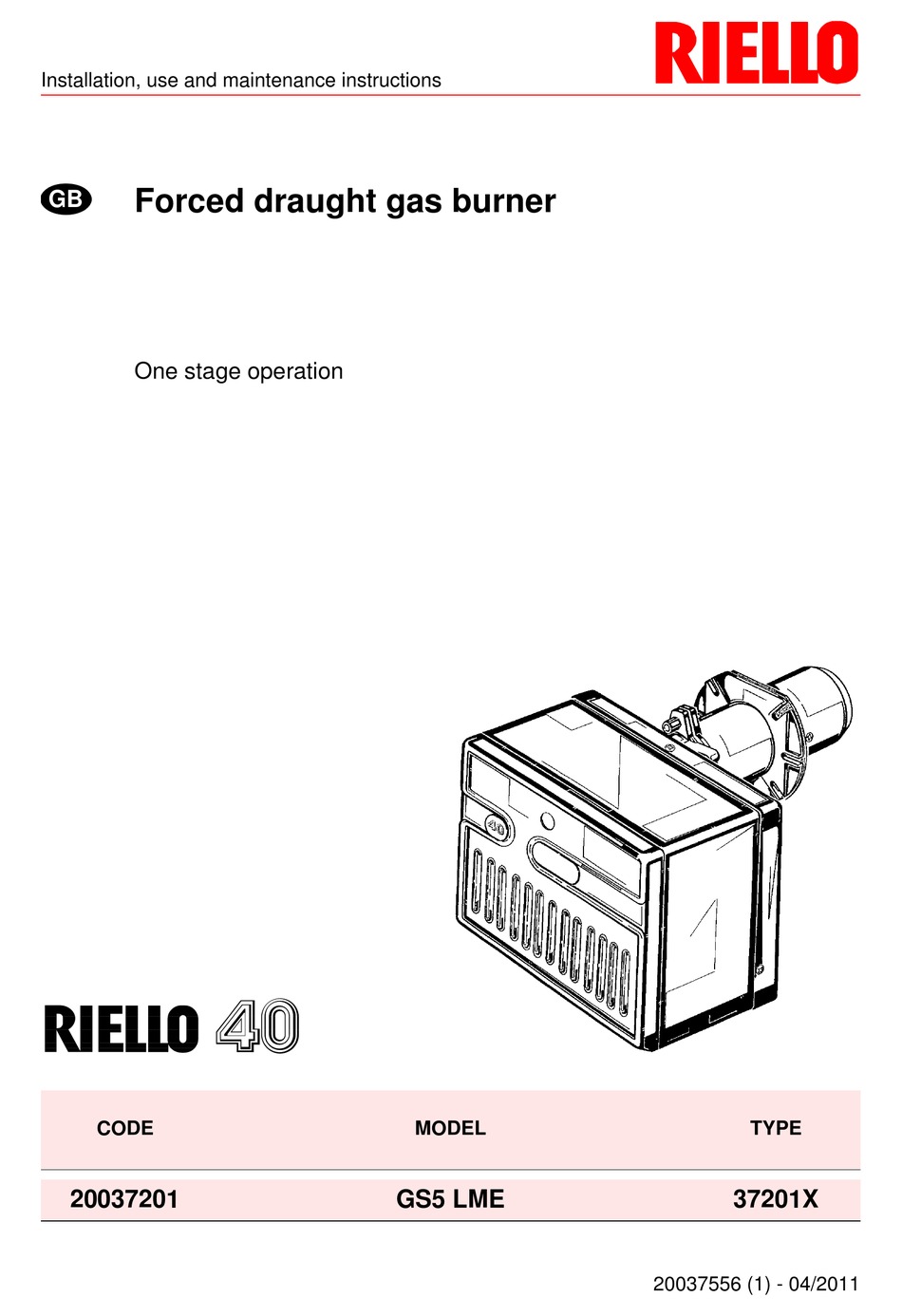 RIELLO 40 GS5 LME INSTALLATION, USE AND MAINTENANCE INSTRUCTIONS Pdf