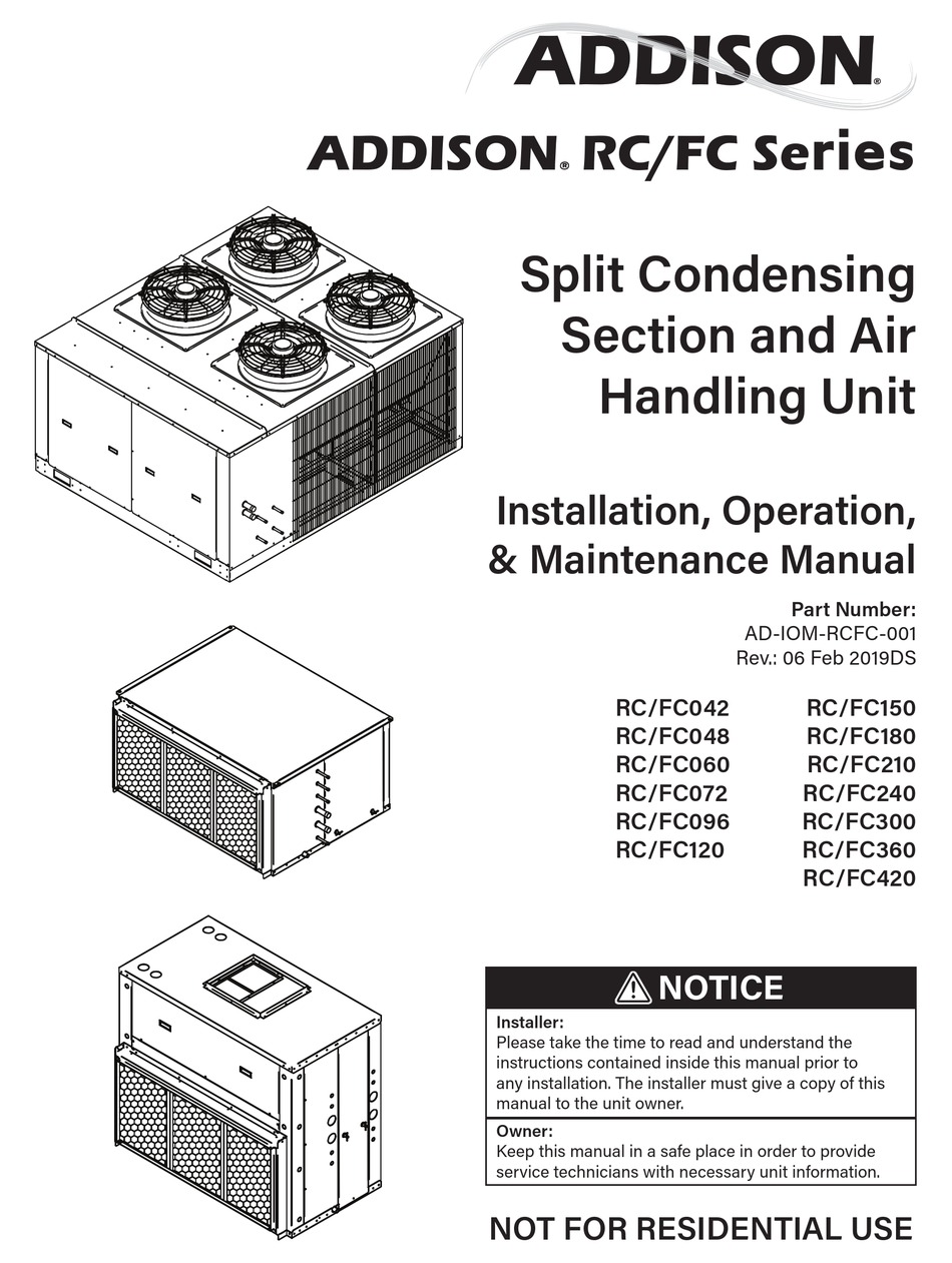 ADDISON RC/FC SERIES INSTALLATION OPERATION & MAINTENANCE Pdf Download | ManualsLib | Addison Heat Pump Wiring Diagram | | ManualsLib