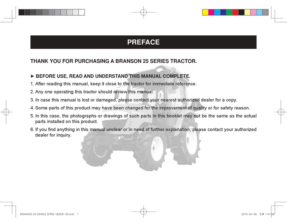 Branson 25 Series Tractor Manual Manualslib