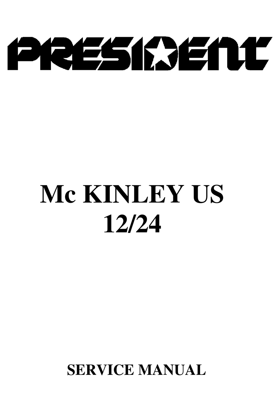 PRESIDENT MC KINLEY US 12/24 SERVICE MANUAL Pdf Download | ManualsLib