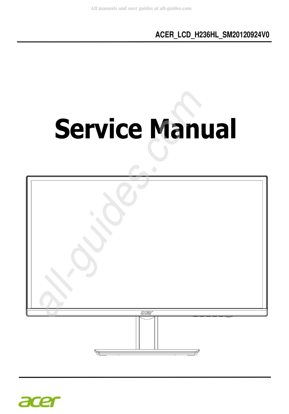 ACER H236HL SERVICE MANUAL Pdf Download | ManualsLib