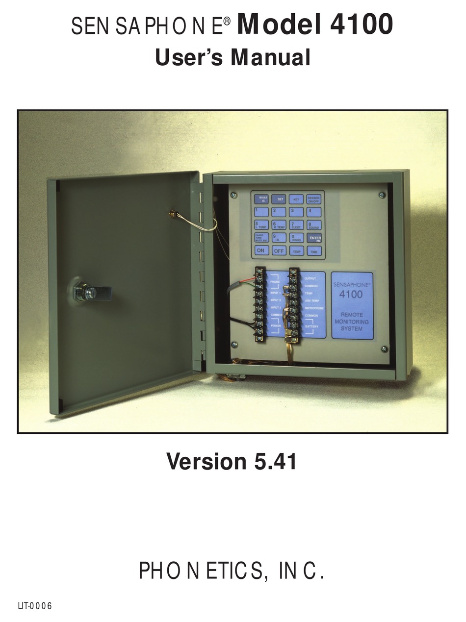 PHONETICS SENSAPHONE 4100 USER MANUAL Pdf Download | ManualsLib