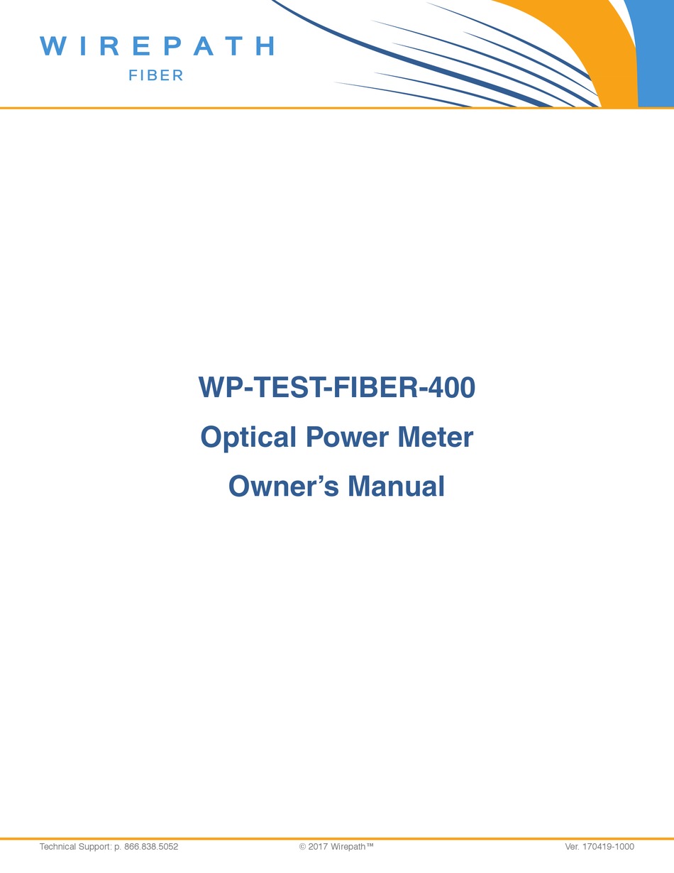 WIREPATH WPTESTFIBER400 OWNER'S MANUAL Pdf Download ManualsLib