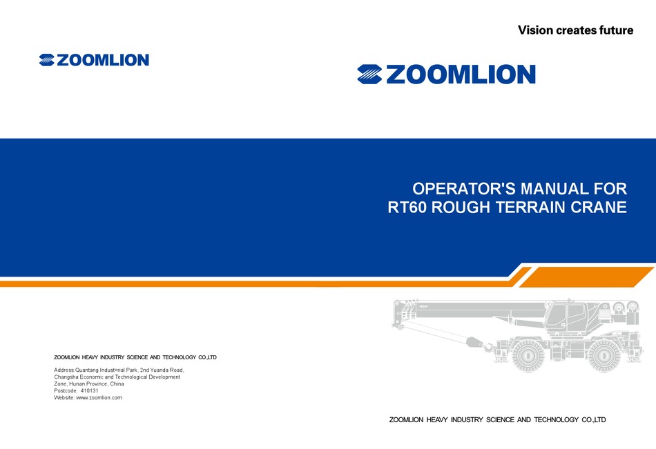 ZOOMLION RT60 OPERATOR'S MANUAL Pdf Download ManualsLib