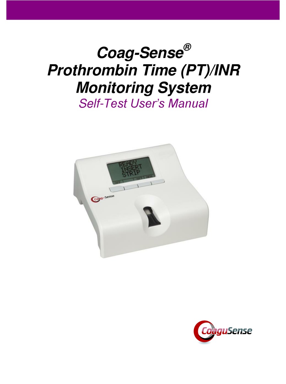 COAGUSENSE COAGSENSE PROTHROMBIN TIME PT/INR SELFTEST USER'S MANUAL