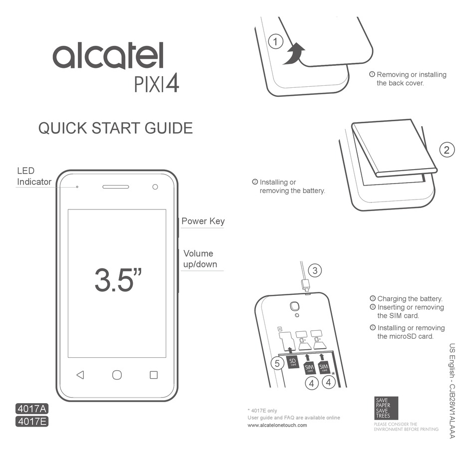 ALCATEL PIXI 4 CELL PHONE QUICK START MANUAL | ManualsLib