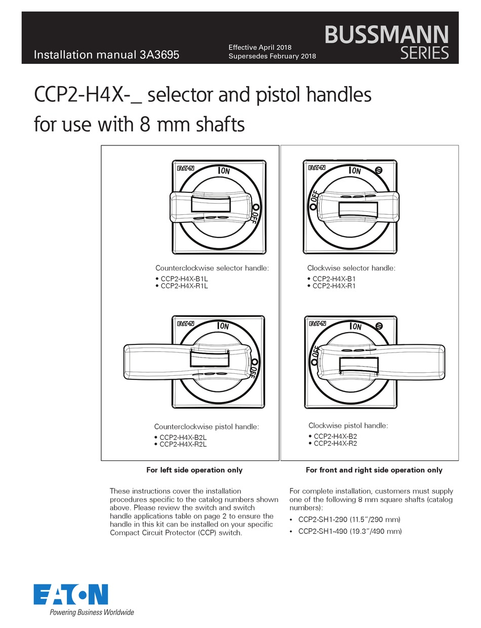 Eaton Bussmann series H4X front operated handle, Front-Operated o