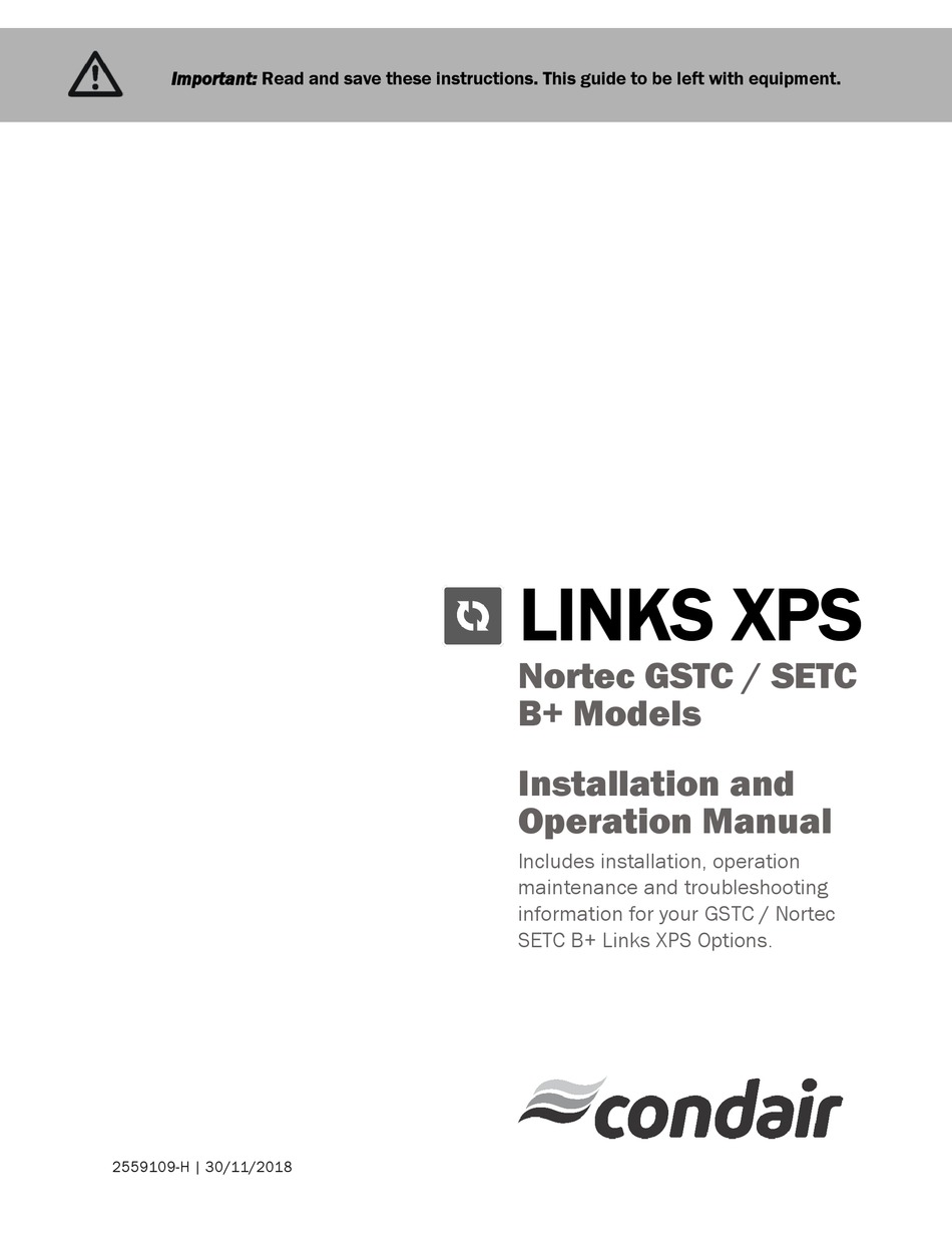 CONDAIR NORTEC GSTC HUMIDIFIER INSTALLATION AND OPERATION MANUAL